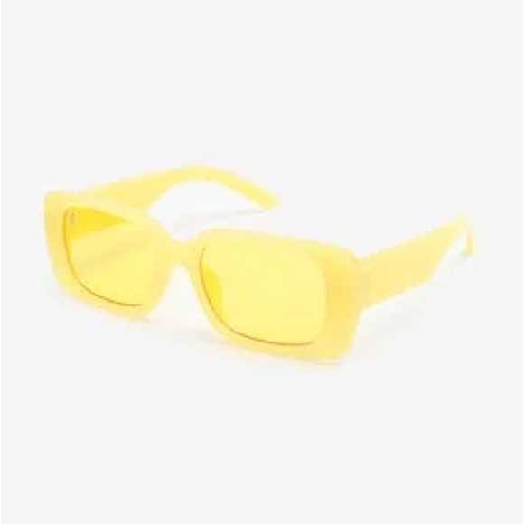 Yellow Retro Rectangular Sunglasses - Picture 2 of 4